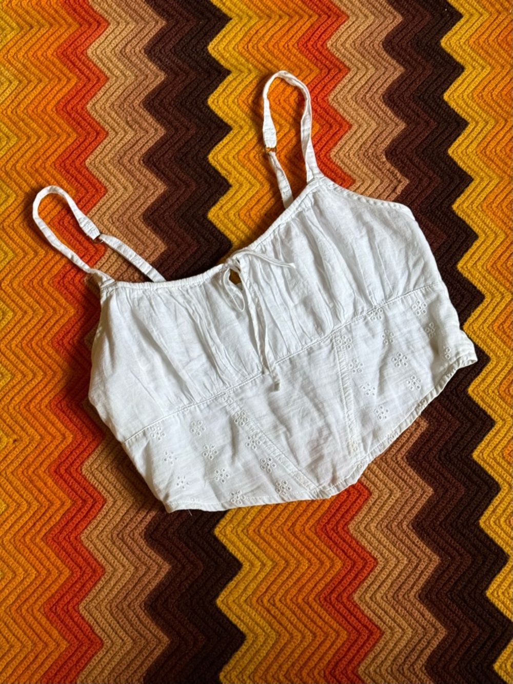 White Eyelet Cropped Cami Top